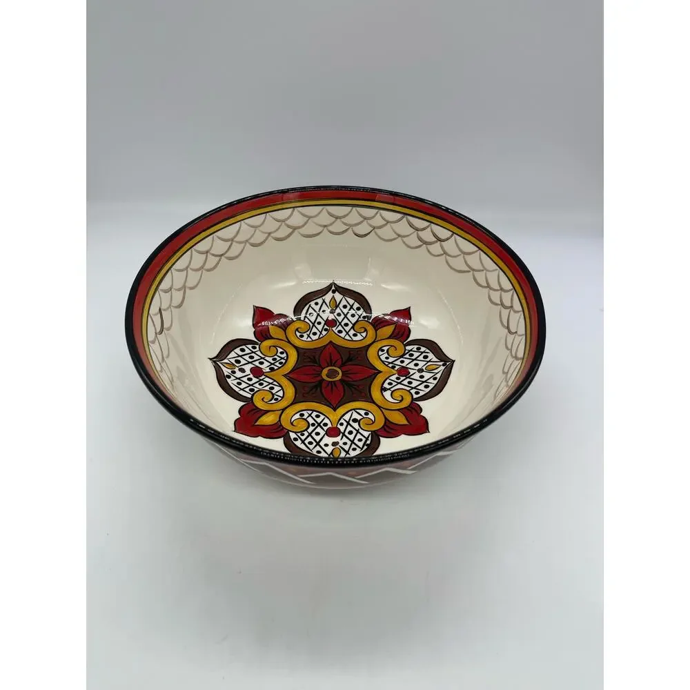 Natalia Italian Style Multicolor Handpainted Serving Bowl by Home Accents
